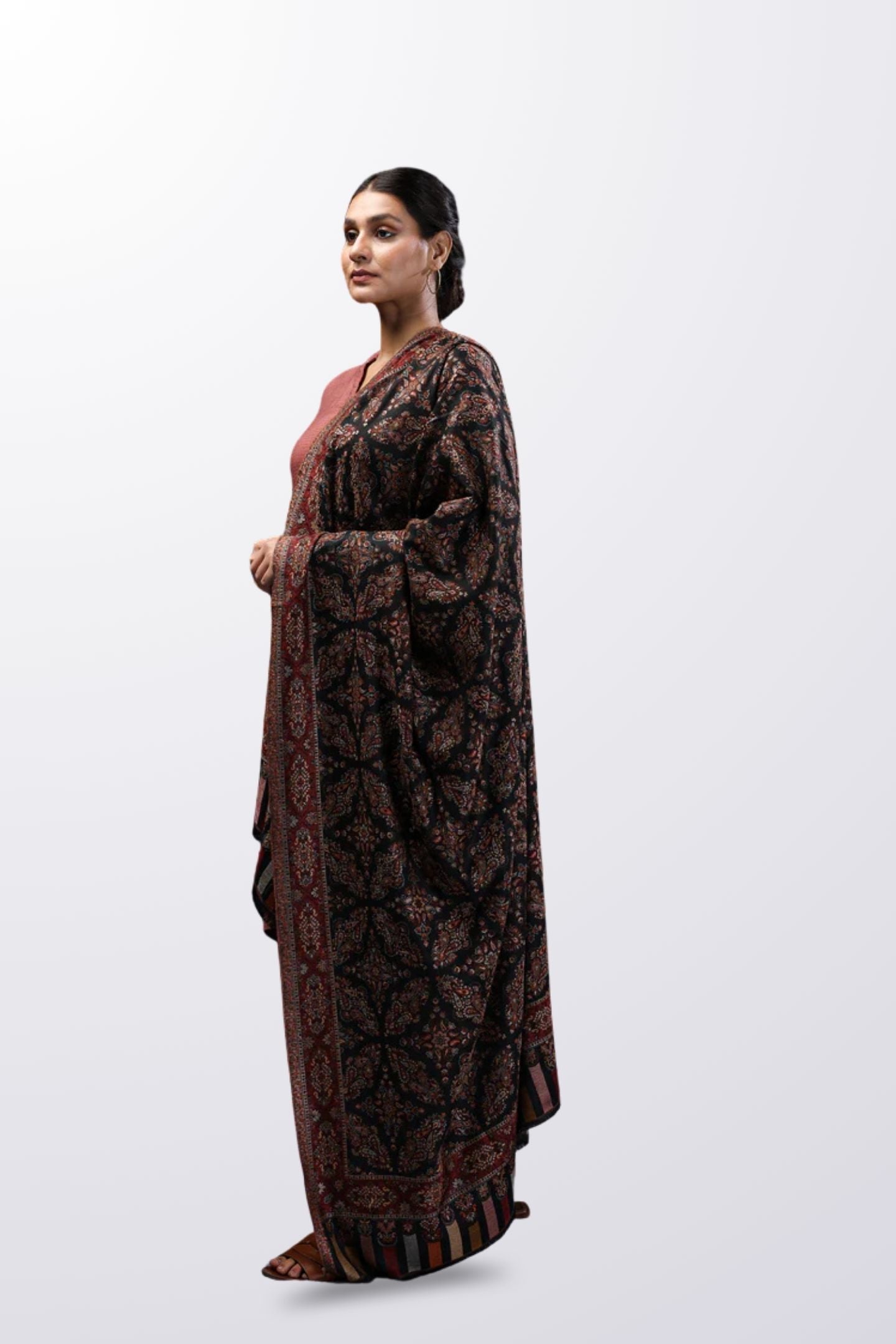 Midnight Paisley - Black Shawl with Vintage Kashmiri Motifs