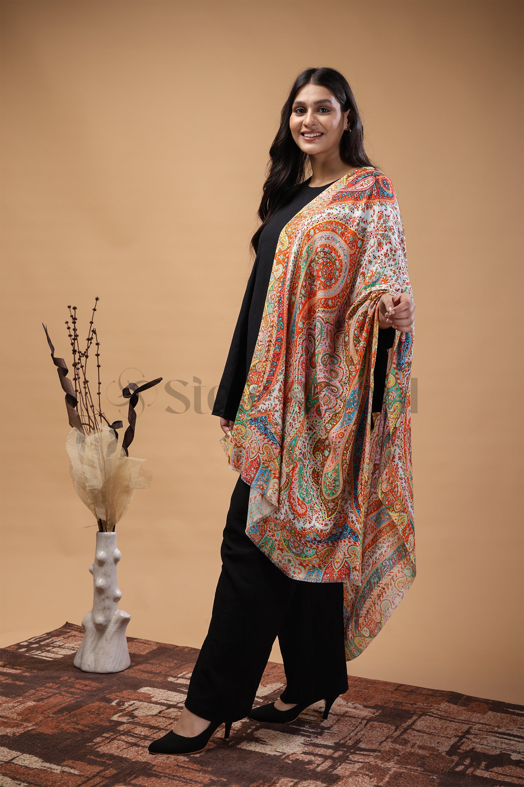 Paisley printed Bamboo silk stole