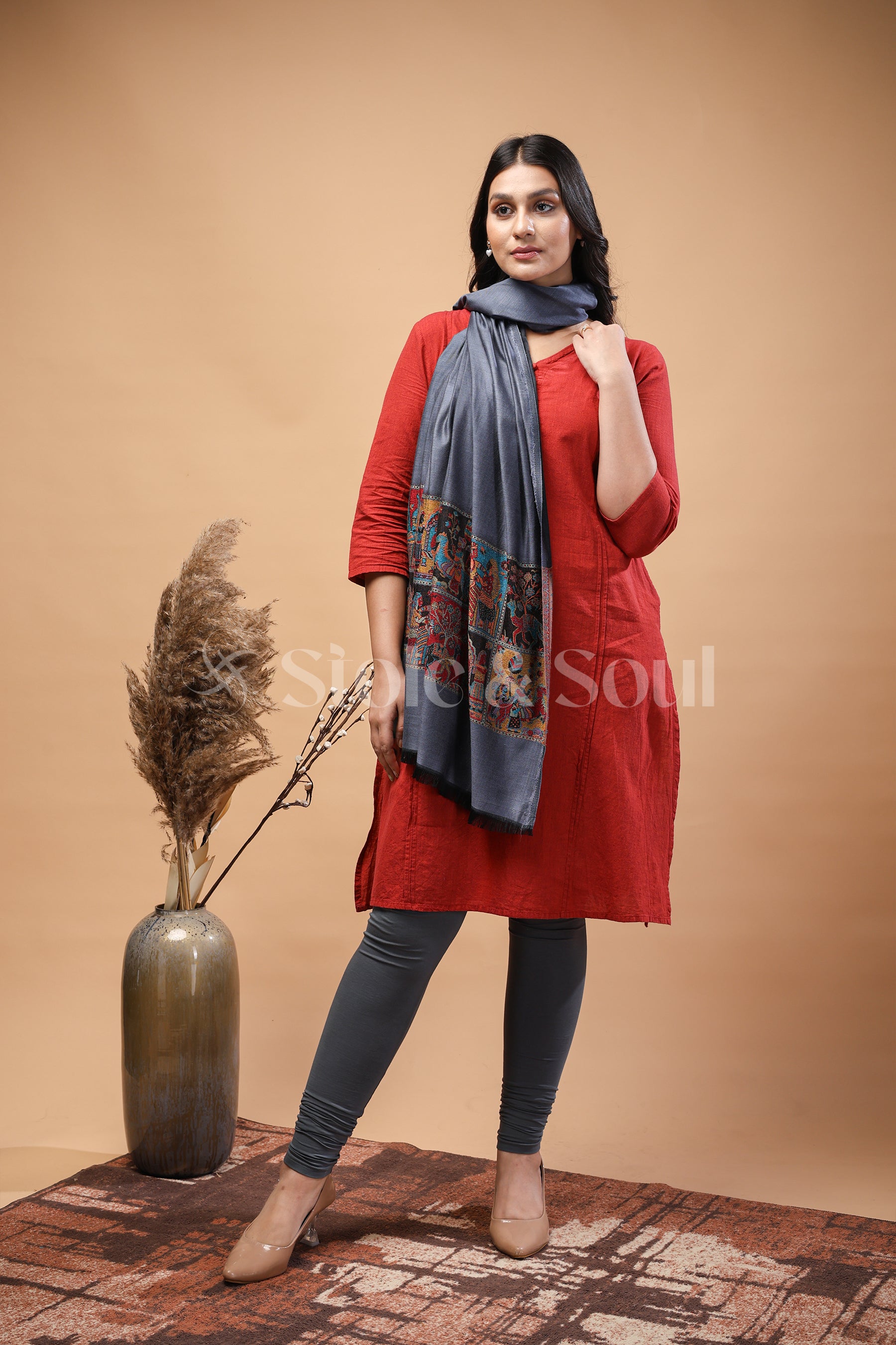 Shehnai Story Telling Stole , Bamboo Silk