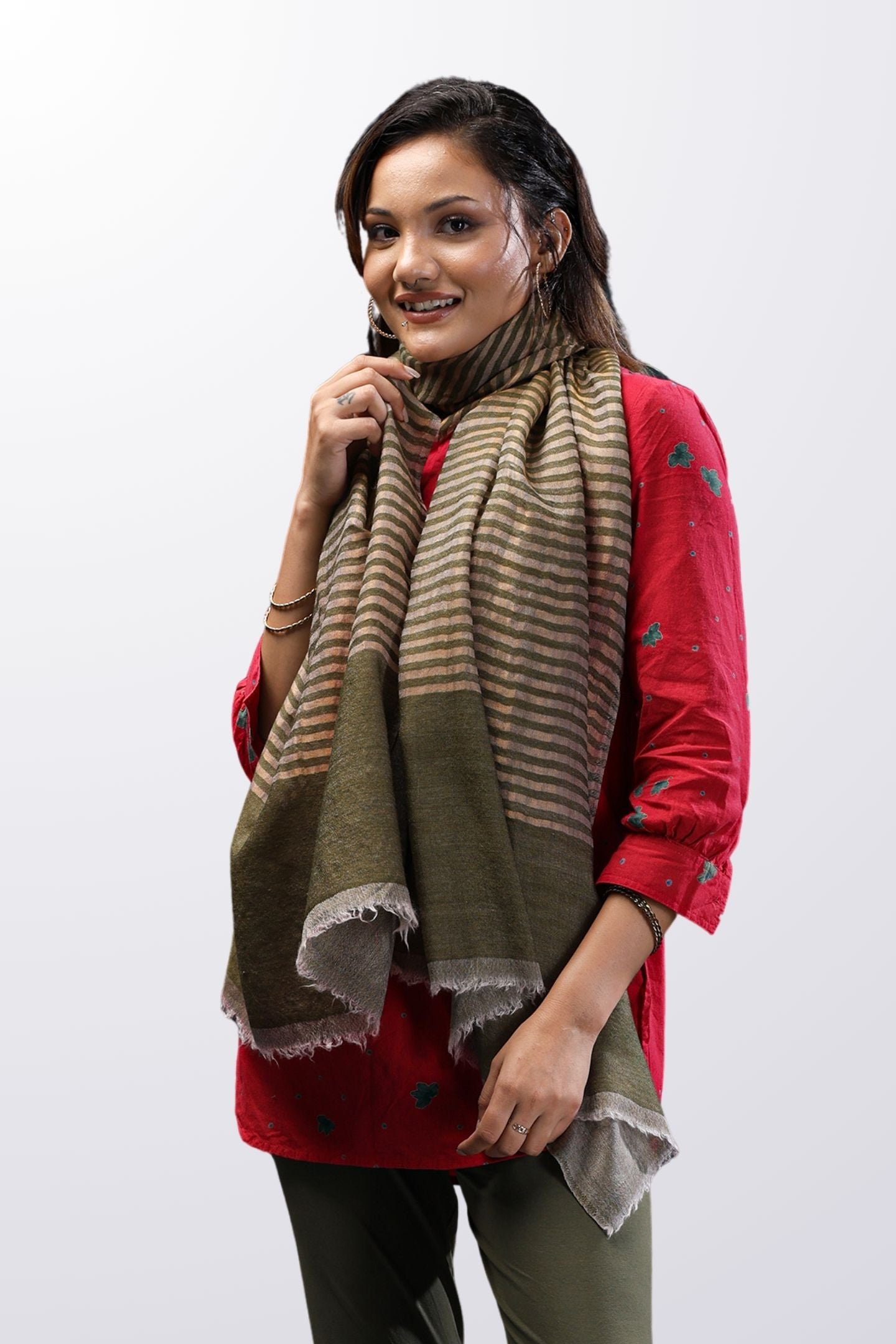 Moonlight Zari Stole - Green